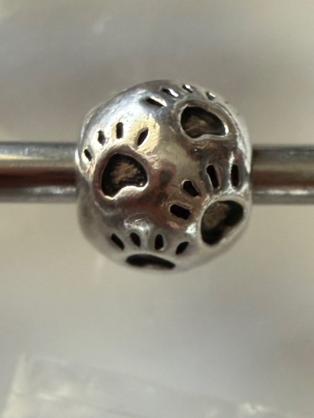 Pandora Paw Prints With Hearts Silver Charm